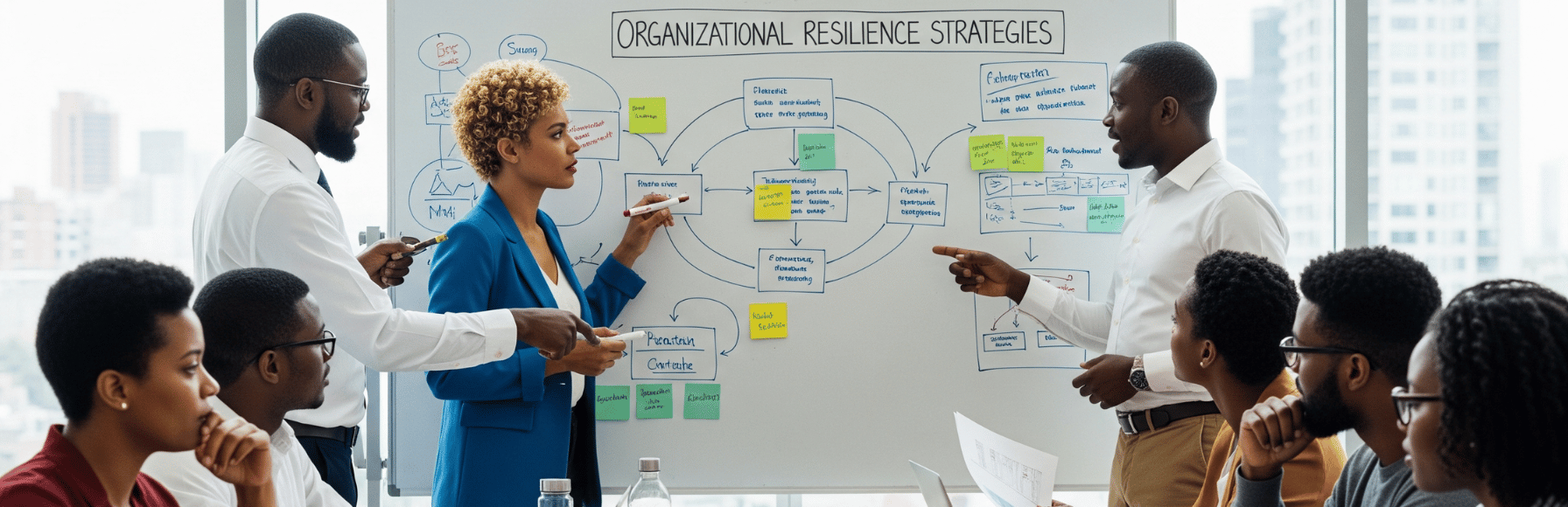A team workshop with leaders mapping organisational resilience strategies - Aifa Consulting